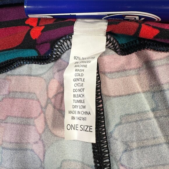 LuLaRoe Black Blue Red Purple Chain Links Ovals 90's Y2K Leggings One Size OS - Picture 4 of 6